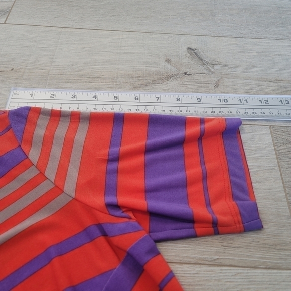 DONNA Morgan Dress Size 12 Orange Striped Shift Knee Length Short Sleeve - Picture 6 of 7